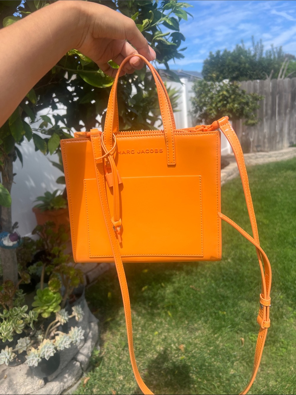 Marc Jacobs Mini Grind Scorched Patent Leather Crossbody Tote Bag